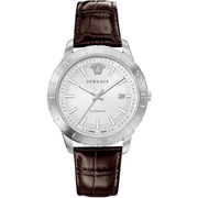 Versace Herreur Rustfrit Stål Sølv Brun Læder Analog VE2D00121 - Urma.dk