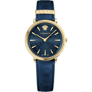Versace Unisex Læder Blå/Guldfarvet Ur VE8100419 - Urma.dk