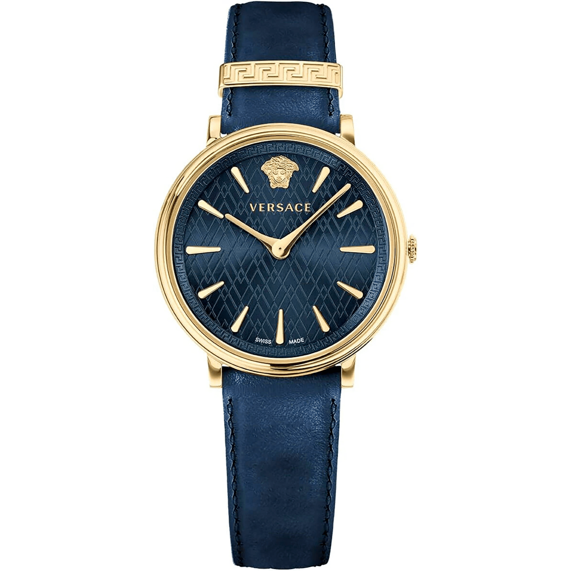 Versace Unisex Læder Blå/Guldfarvet Ur VE8100419 - Urma.dk