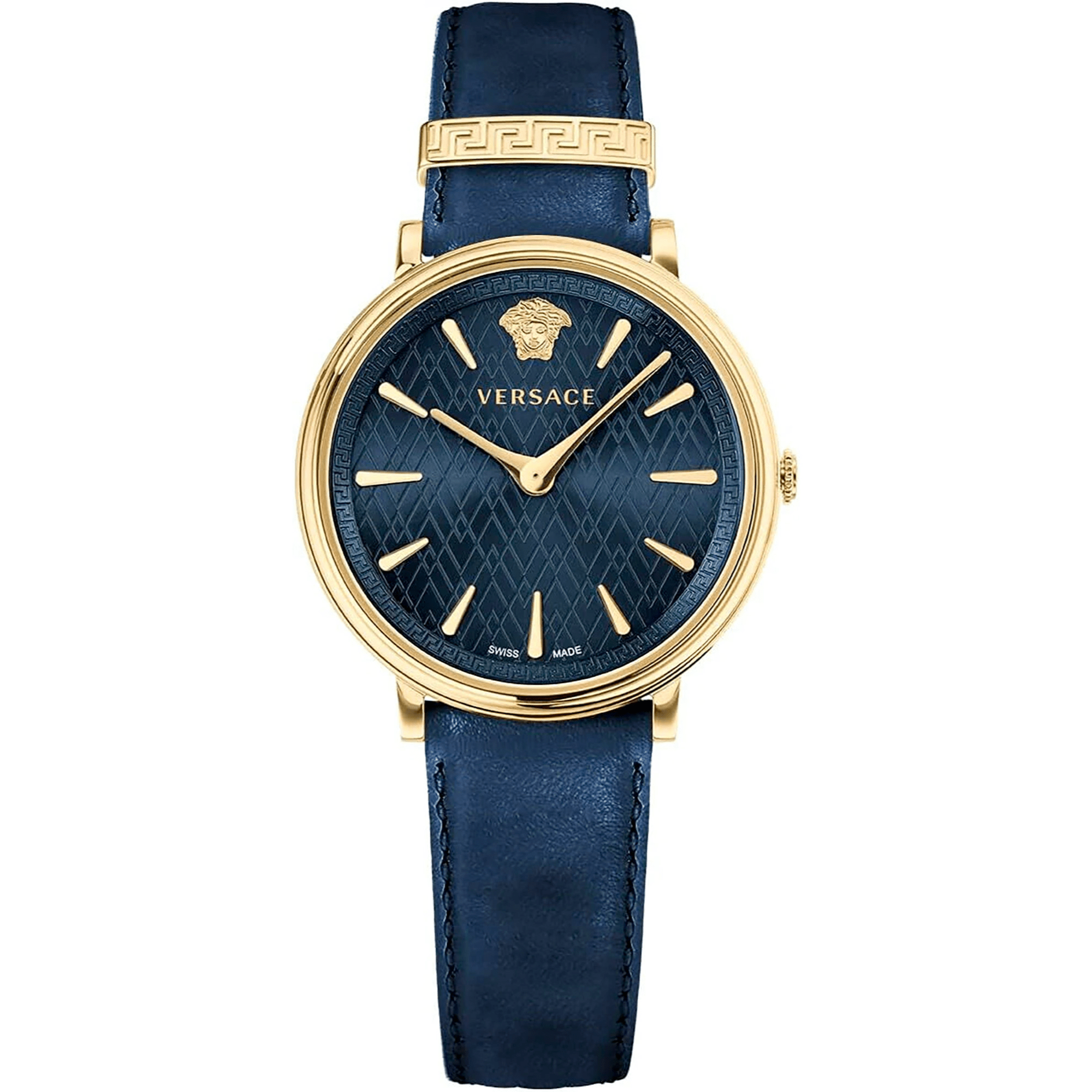 Versace Unisex Læder Blå/Guldfarvet Ur VE8100419 - Urma.dk