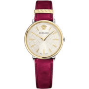 Versace Unisex Læder Vinrød Sølvgrå Ur VE8100719 - Urma.dk