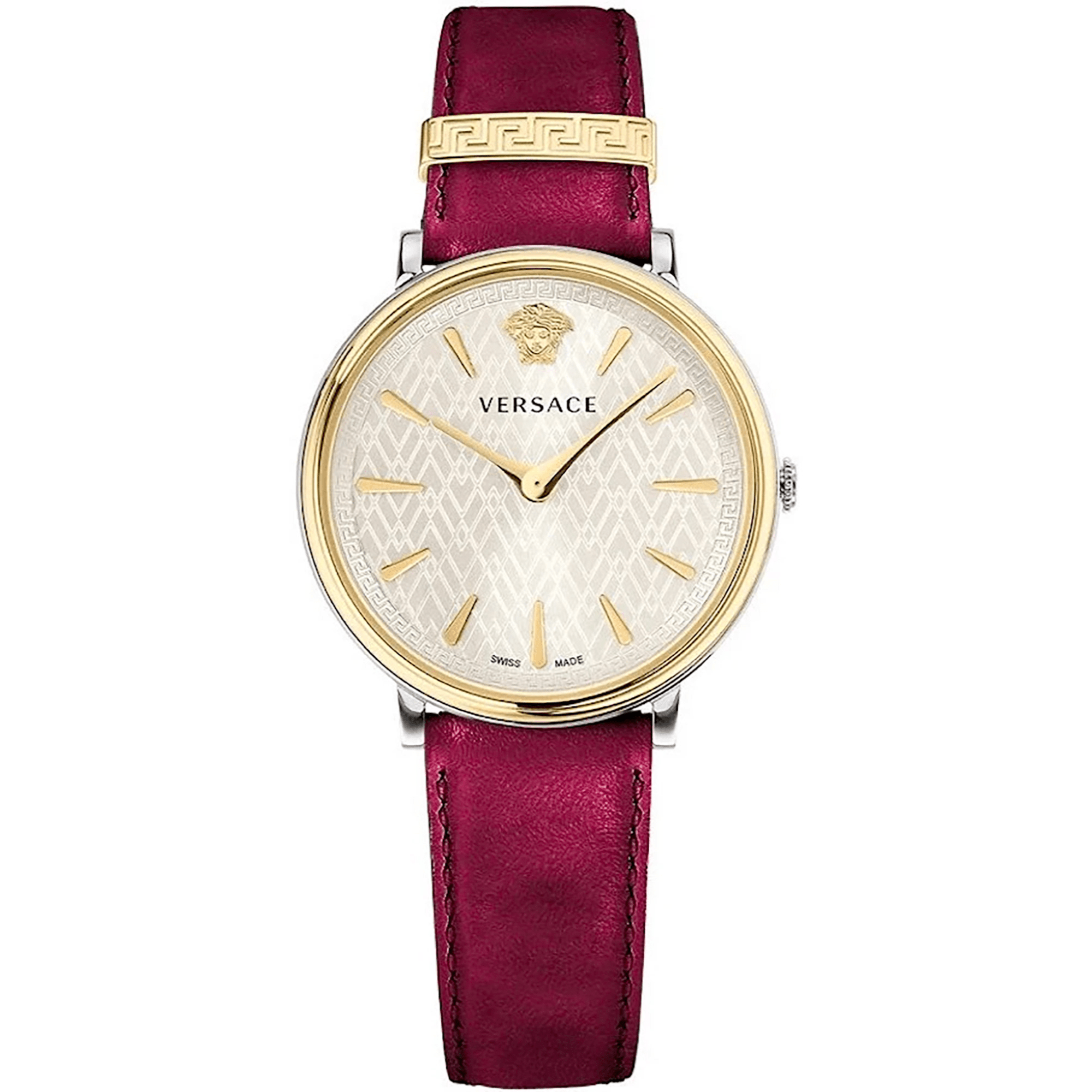 Versace Unisex Læder Vinrød Sølvgrå Ur VE8100719 - Urma.dk