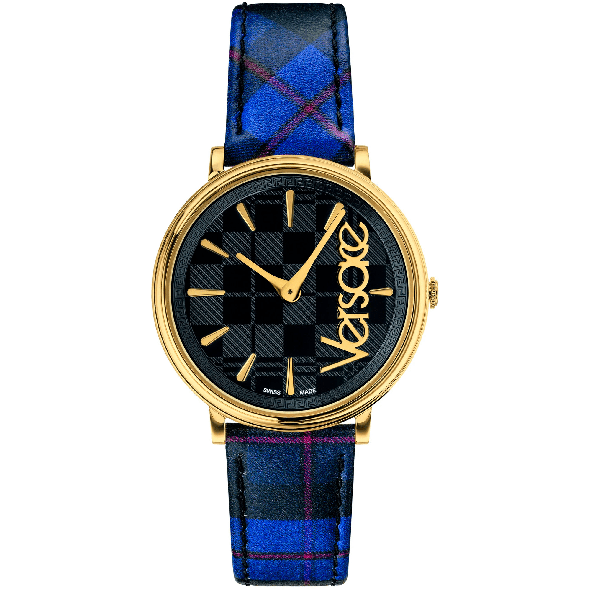 Versace Unisex Læder/Fabric Sort Multifarvet Ur VE8100218 - Urma.dk