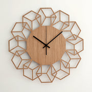 Vægur CUBEFLOWER håndlavet i ægte træ - 43 cm