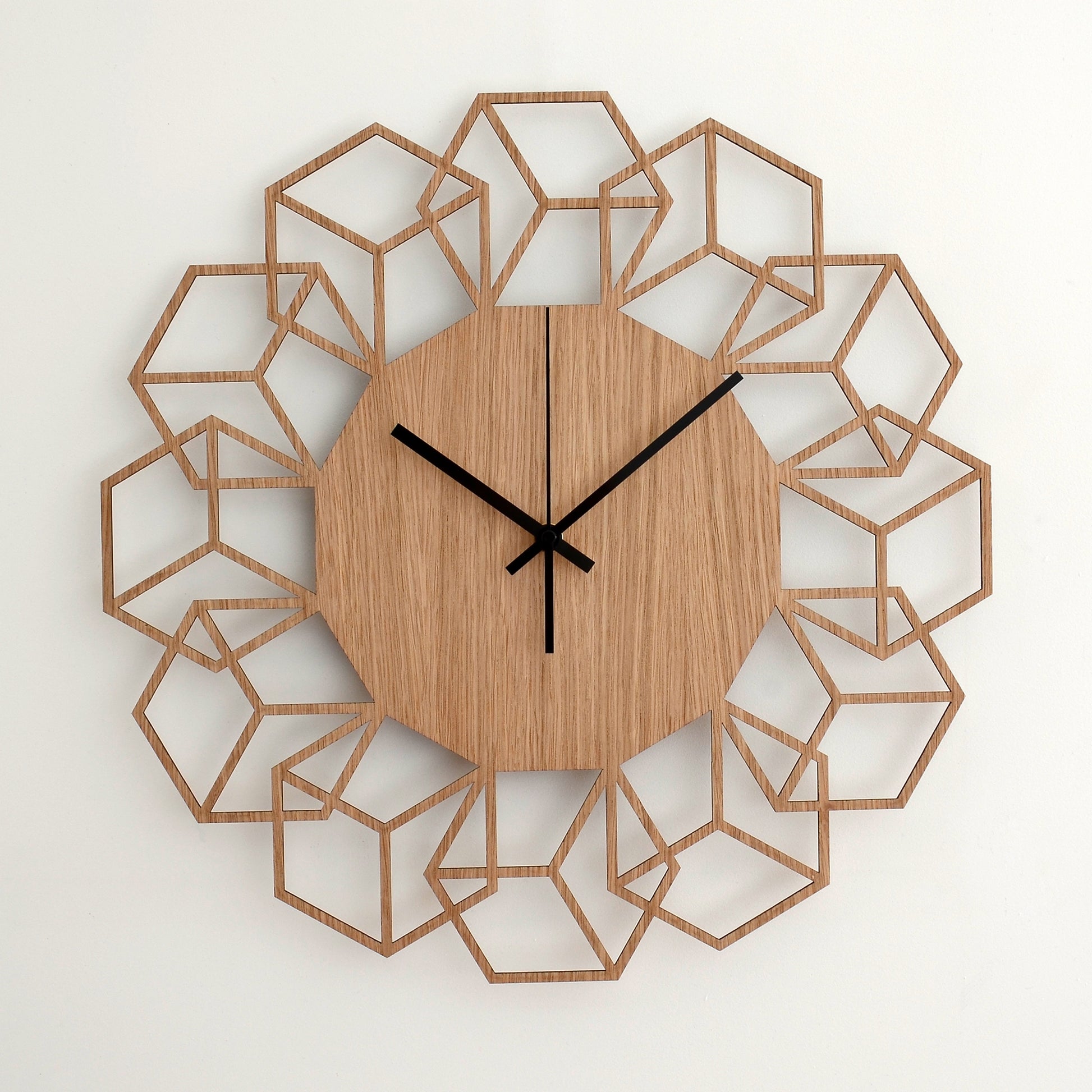 Vægur CUBEFLOWER håndlavet i ægte træ - 43 cm
