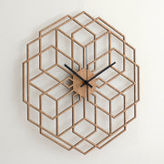 Vægur HEXAFLOWER håndlavet i ægte træ 43 cm